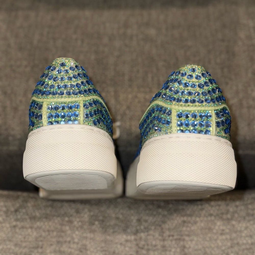 Betsy Johnson Sidny Blue Green Rhinestone Bling Platform Sneaker Size 7.5 - Picture 4 of 12